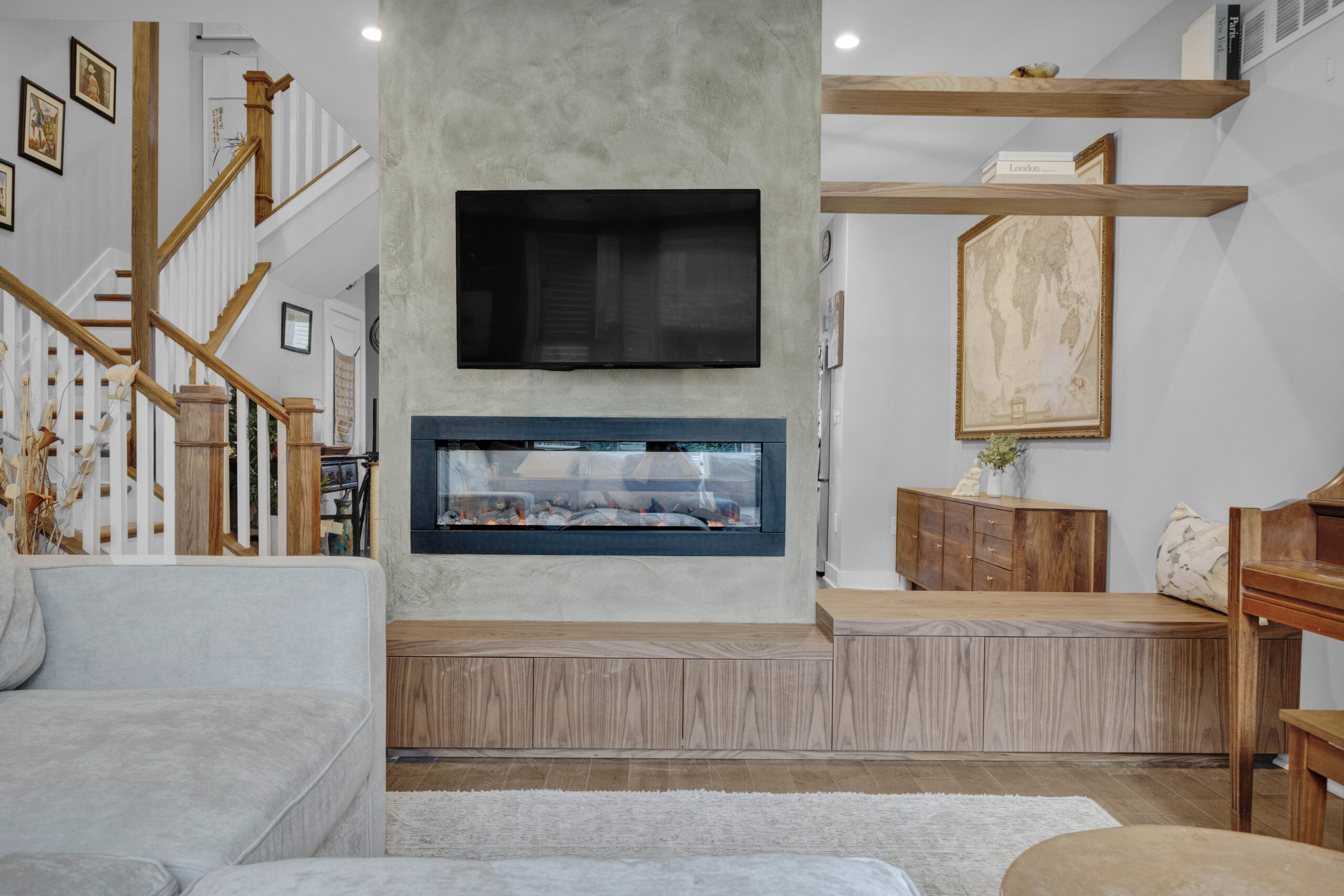 East Falls Living Room Fireplace / Partition Wall